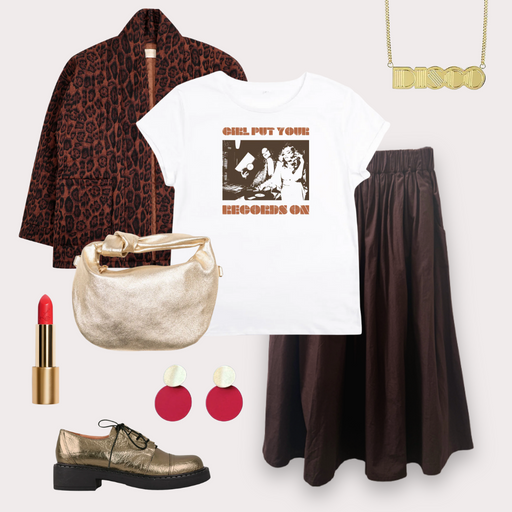 Shop The Look - Chocolate Skirt / Records On