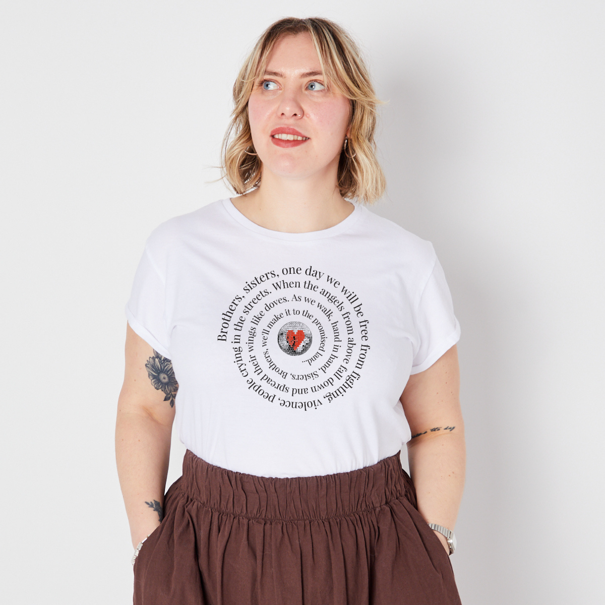 Brothers, Sisters tshirt with black & red ink - Disko Kids