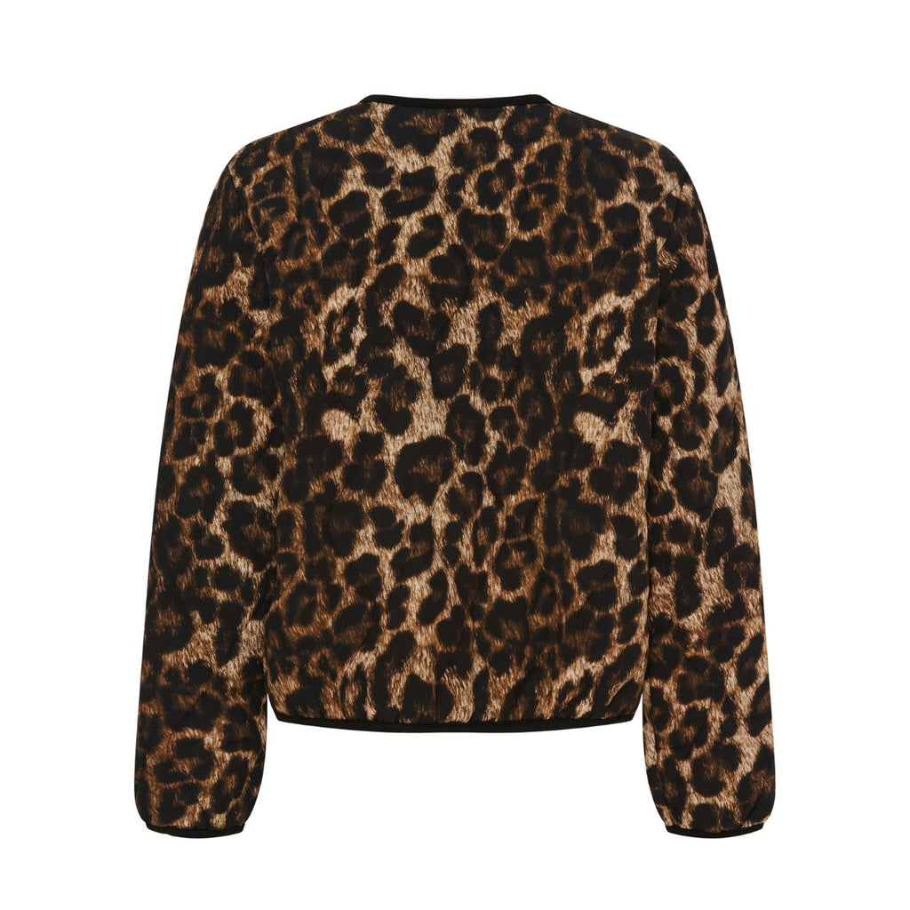 Dark Leopard Print Quilted Jacket