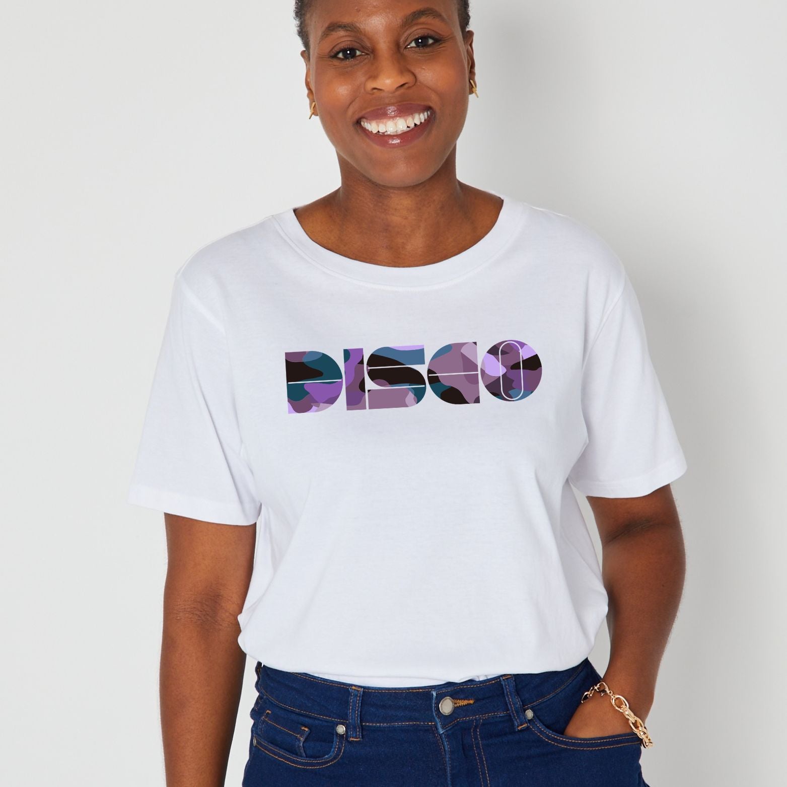 DISCO Donna Tshirt White & Camouflage
