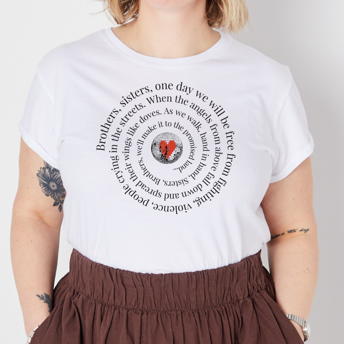 Brothers, Sisters tshirt with black & red ink - Disko Kids