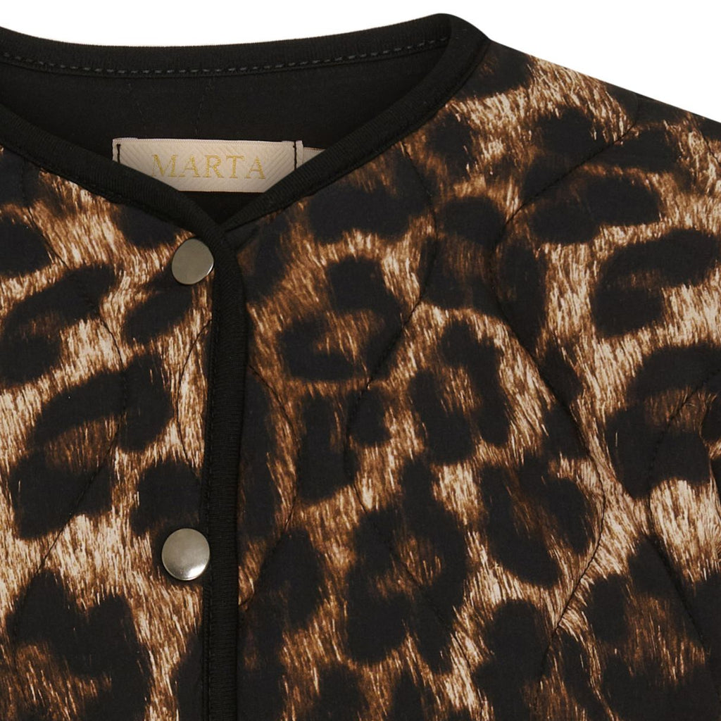 Dark Leopard Print Quilted Jacket