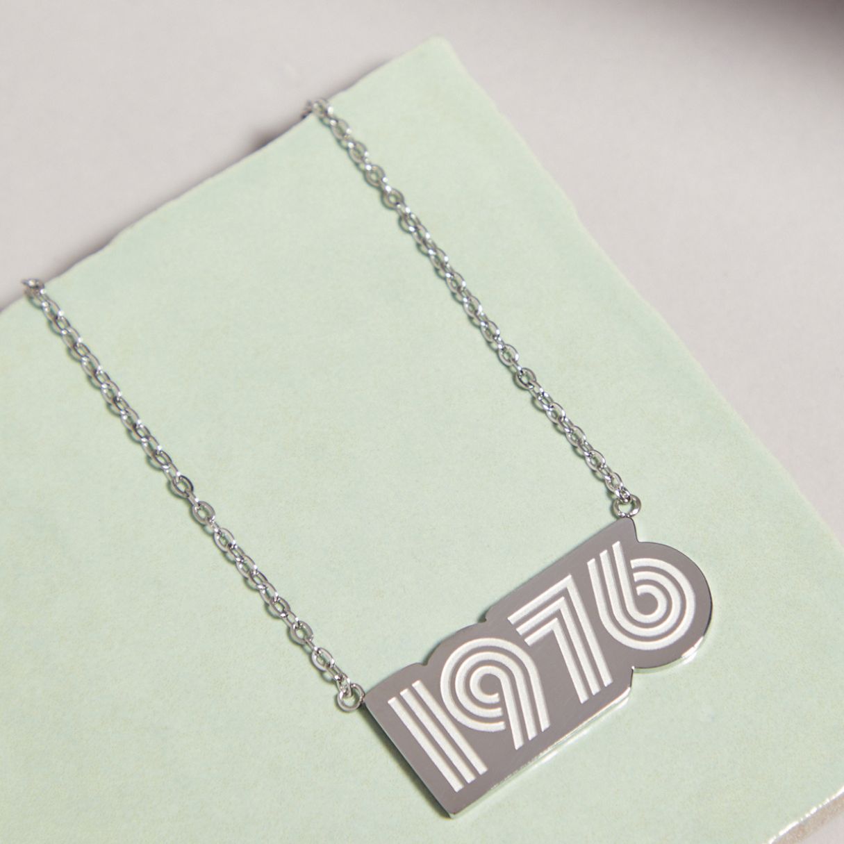 Silver 1976 Birthday Present Pendant Necklace - Disko Kids