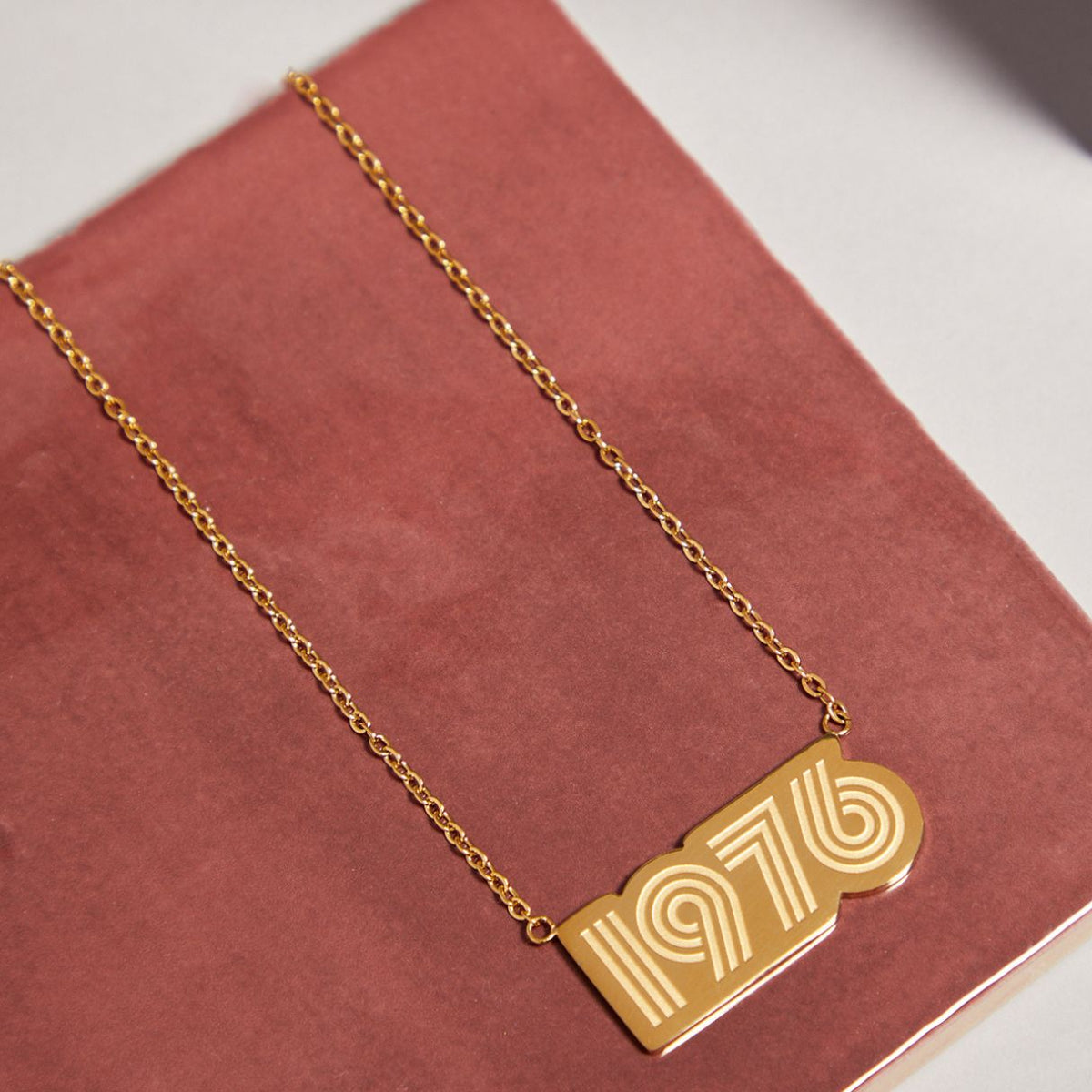 gold 1976 Birthday Present Pendant Necklace - Disko Kids