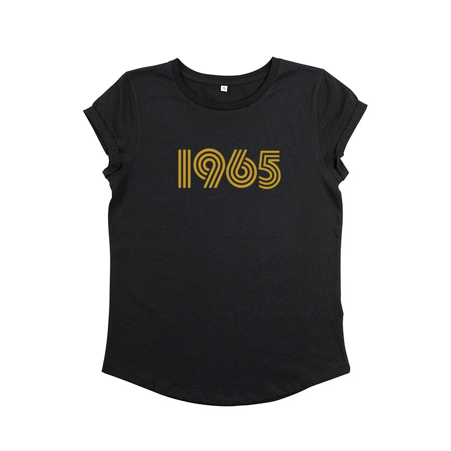 Womens 1965 black Tshirt with gold print - Disko Kids 