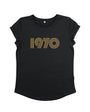 Womens 1970 black Tshirt with gold print - Disko Kids 