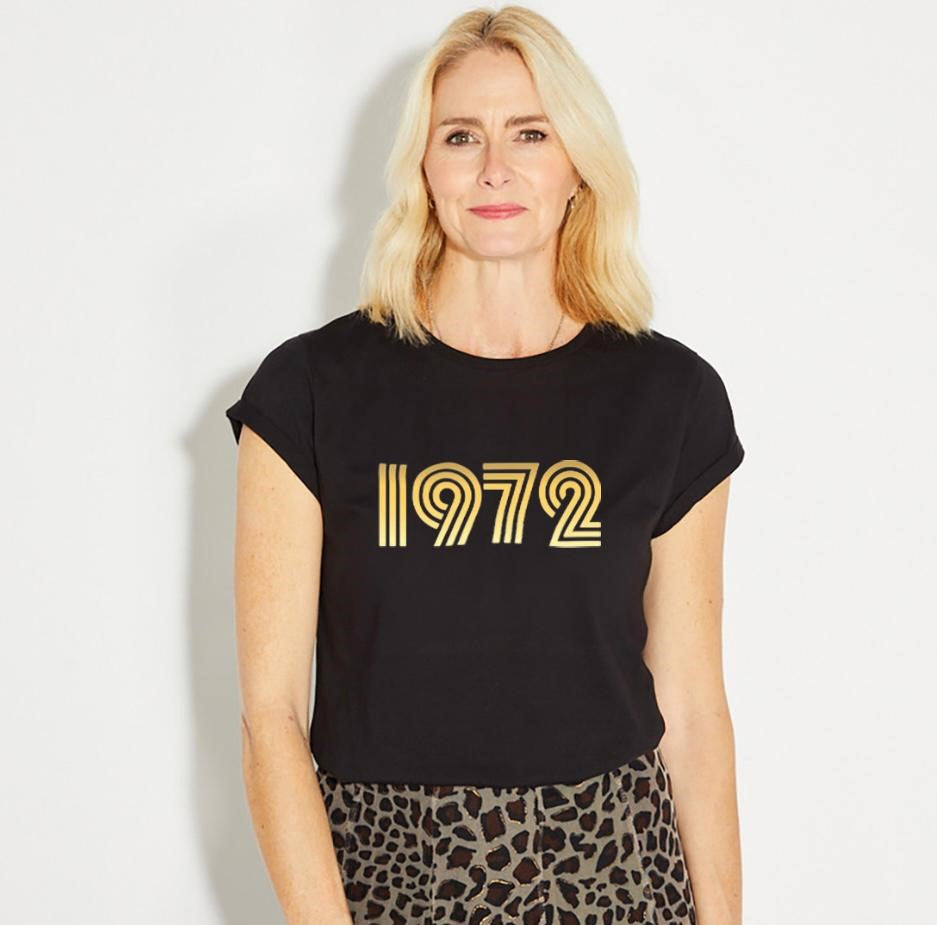 Womens 1972 black Tshirt with gold print - Disko Kids 