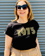 Womens 1973 black Tshirt with print - Disko Kids 