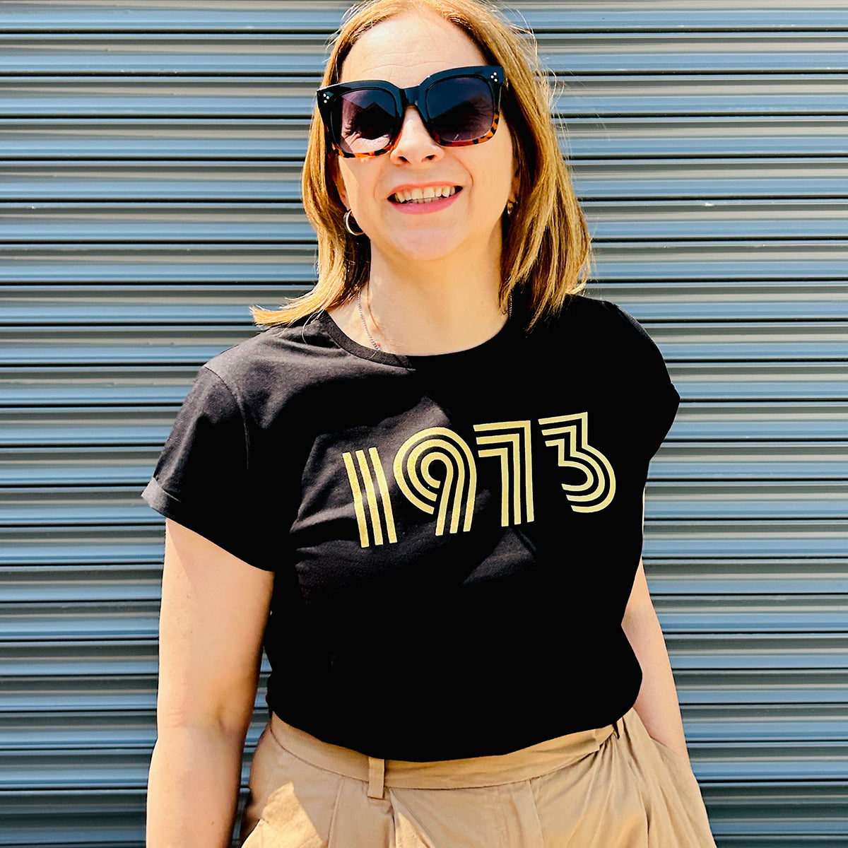 Womens 1973 black Tshirt with print - Disko Kids 