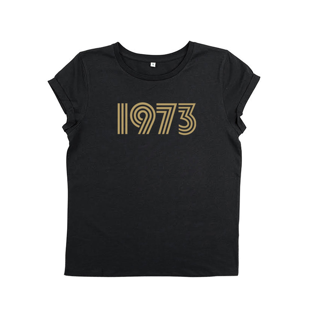 Womens 1973 black Tshirt with print - Disko Kids 