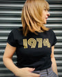 Womens 1974 black Tshirt with gold print - Disko Kids 