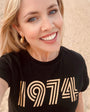 Womens 1974 black Tshirt with gold print - Disko Kids 