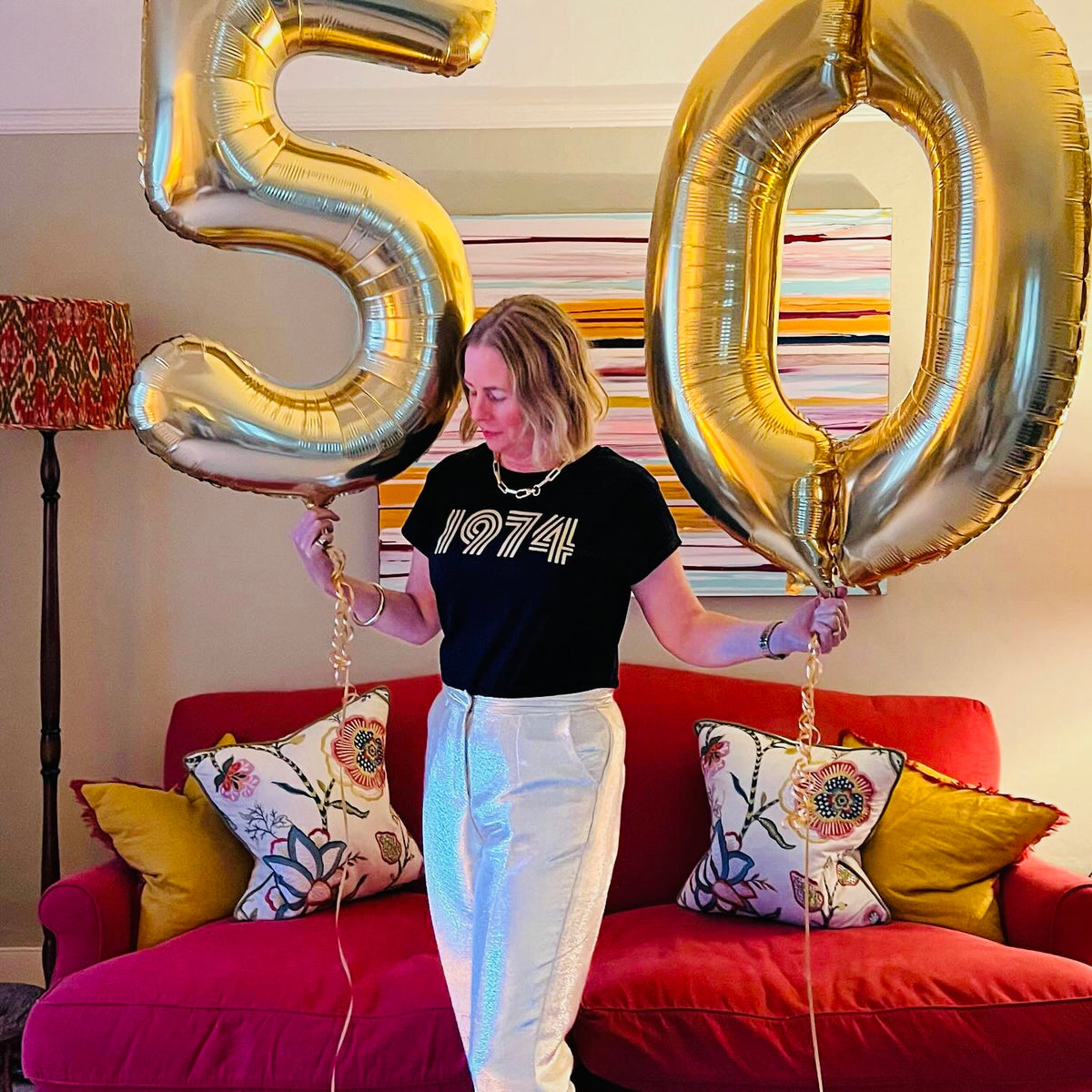 Womens 1974 black Tshirt with gold print - Disko Kids 