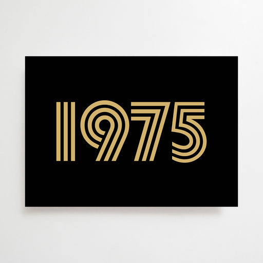 Black Greetings Card with 1975 printed in gold - Disko Kids