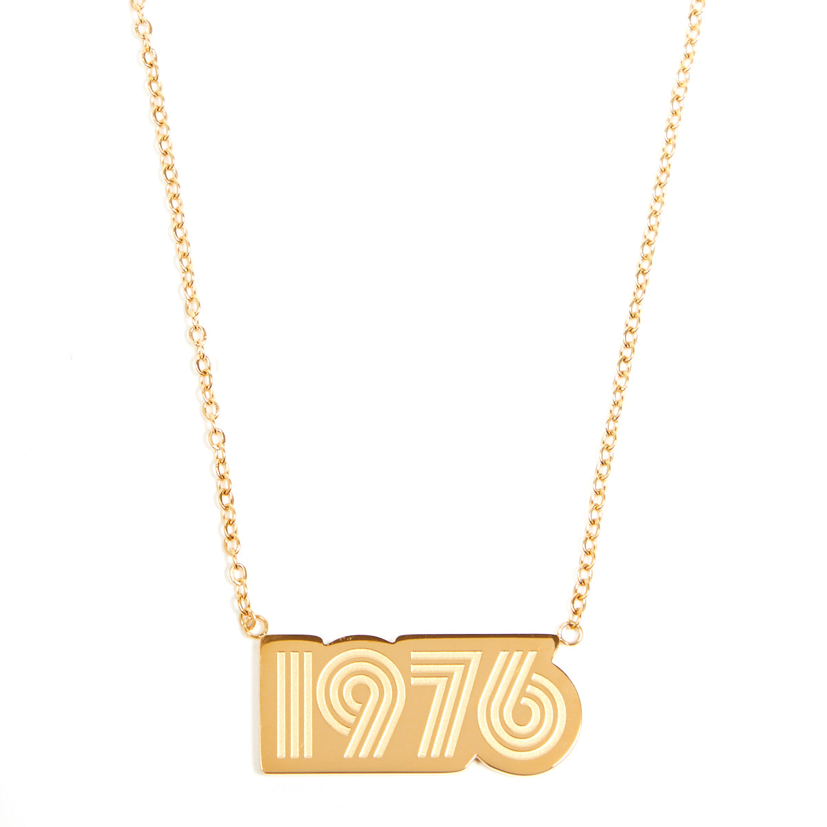 Gold 1976 Birthday Present Pendant Necklace - Disko Kids