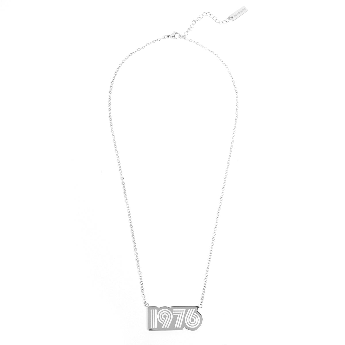 Silver 1976 Birthday Present Pendant Necklace - Disko Kids