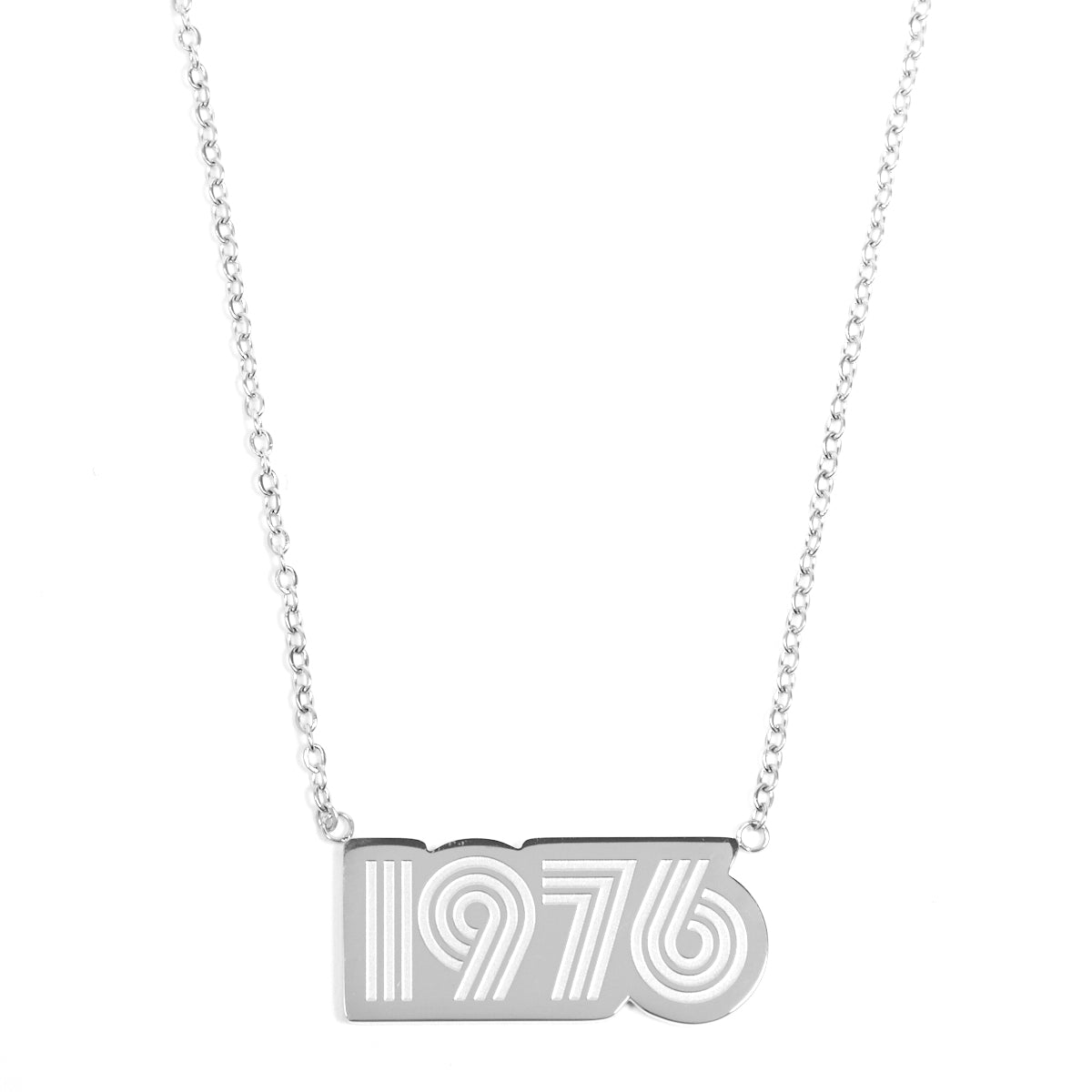 Silver 1976 Birthday Present Pendant Necklace - Disko Kids