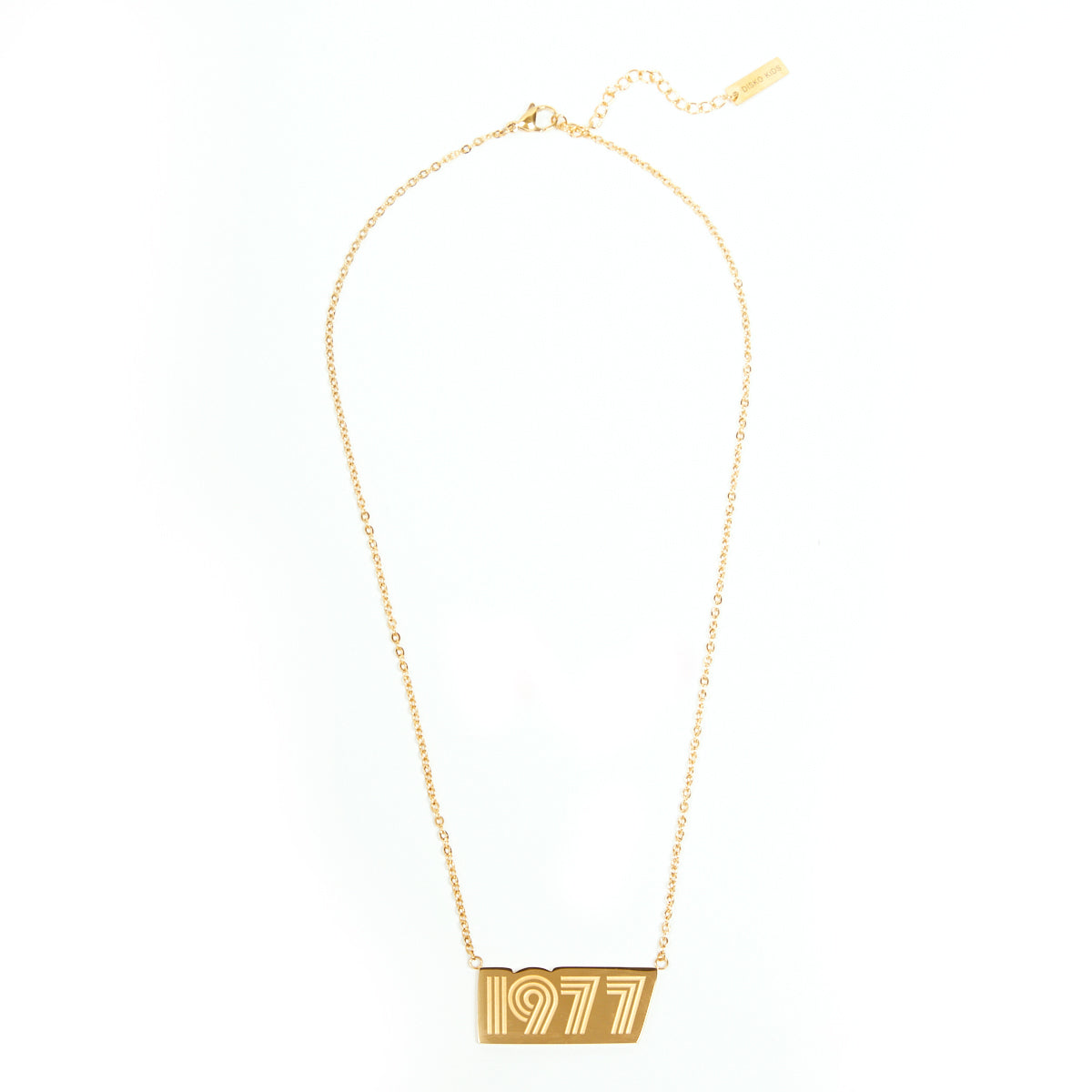 Gold 1977 Birthday Present Pendant Necklace - Disko Kids