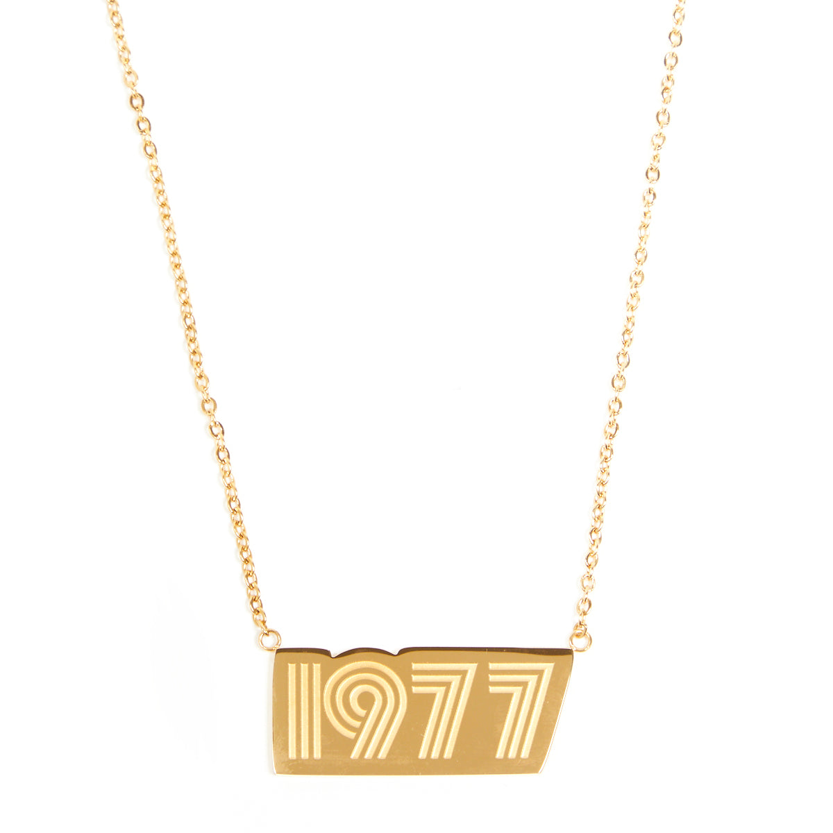 Gold 1977 Birthday Present Pendant Necklace - Disko Kids