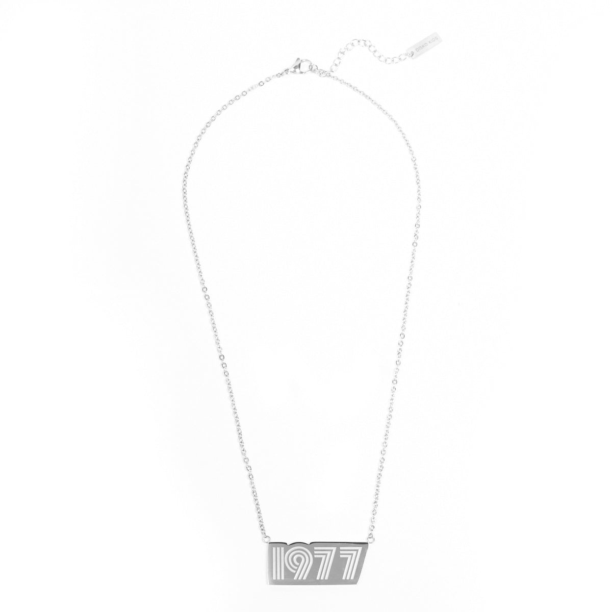 Silver 1977 Birthday Present Pendant Necklace - Disko Kids