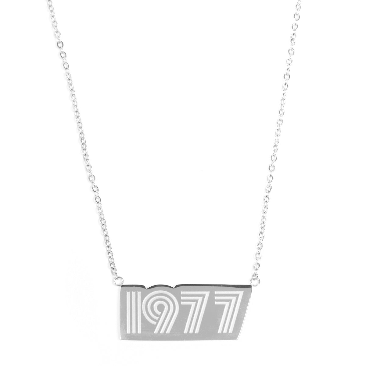 Silver 1977 Birthday Present Pendant Necklace - Disko Kids
