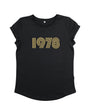 Womens 1978 black tshirt with gold print - Disko Kids