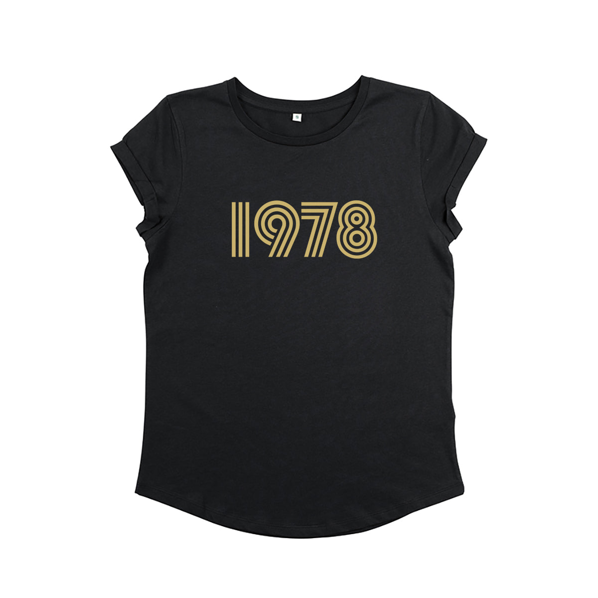 Womens 1978 black tshirt with gold print - Disko Kids