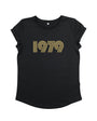 Womens 1979 black tshirt with gold print - Disko Kids