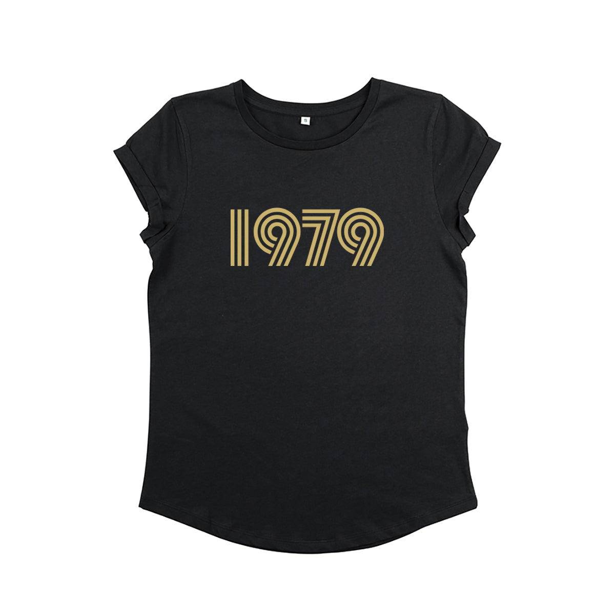 Womens 1979 black tshirt with gold print - Disko Kids