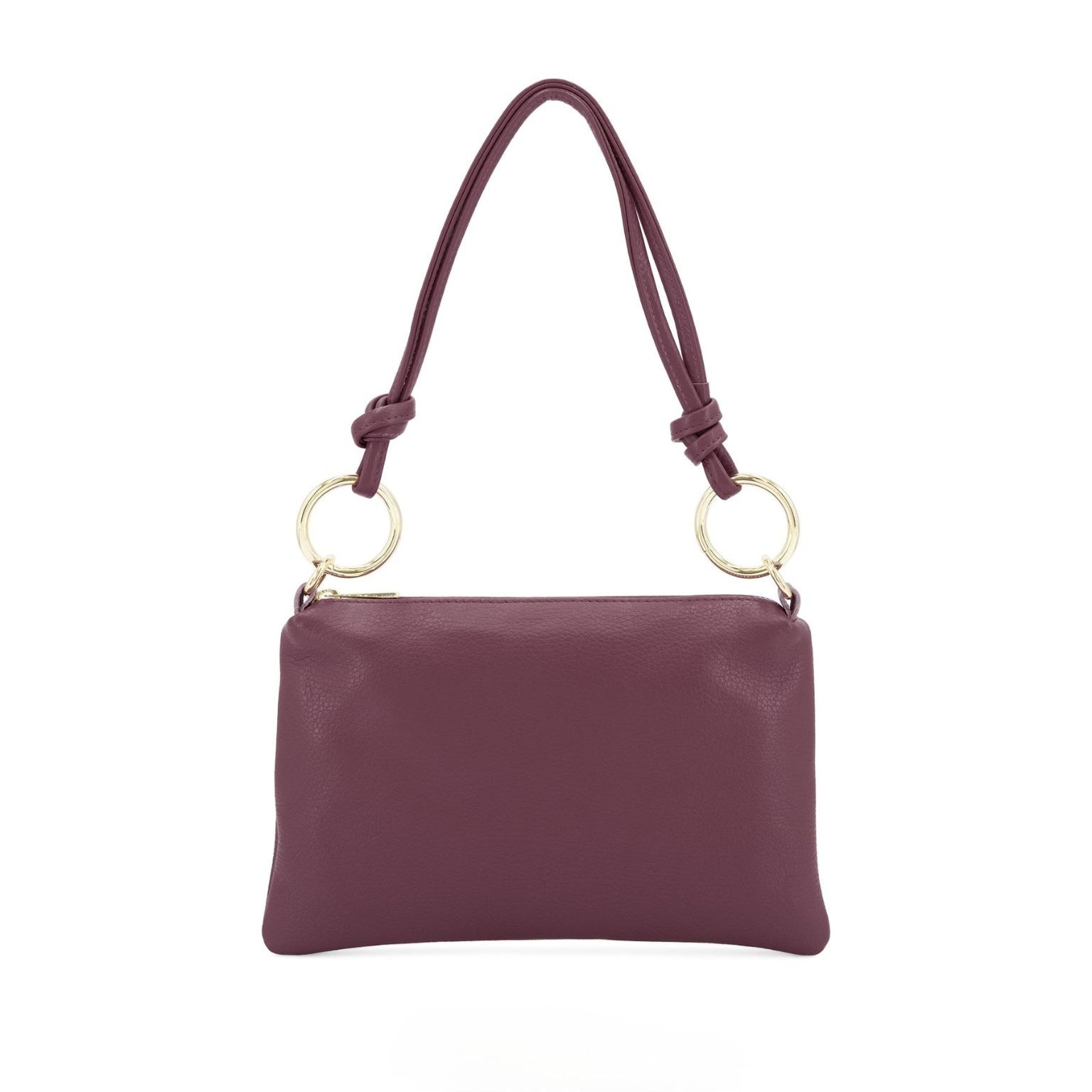Burgundy leather evening bag shoulder cross body gold hardware