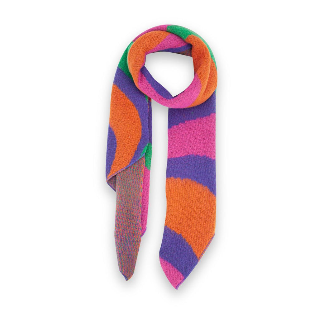 Colorful wavy rainbow scarf on a white background