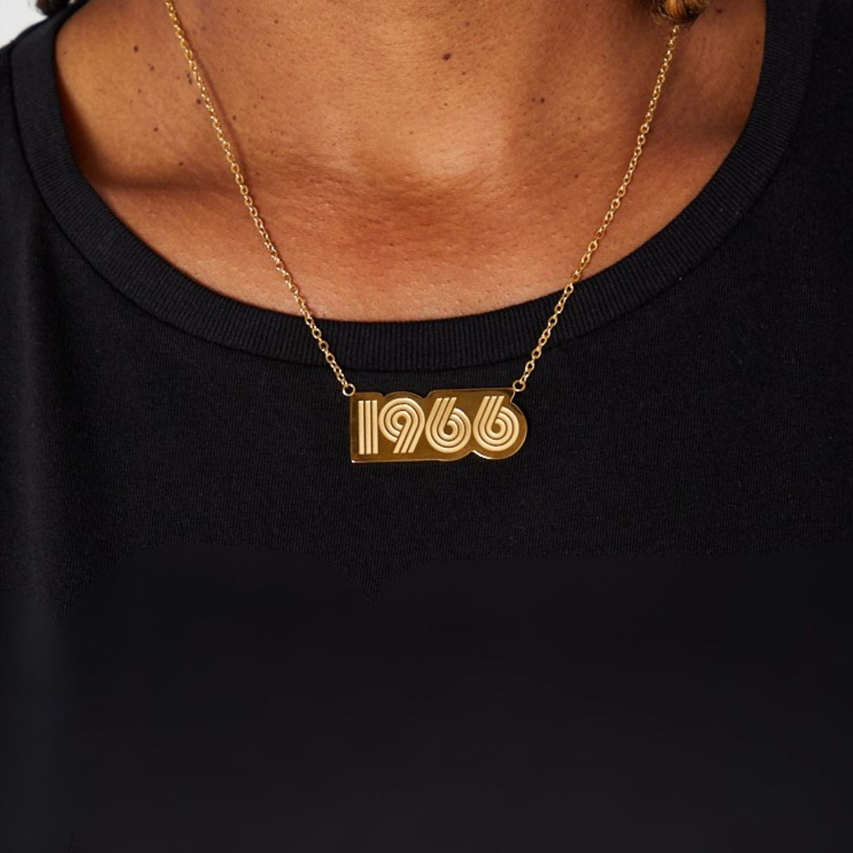 1966 pendnt gold box gift tshirt necklace card 60th birthday gift disko kids