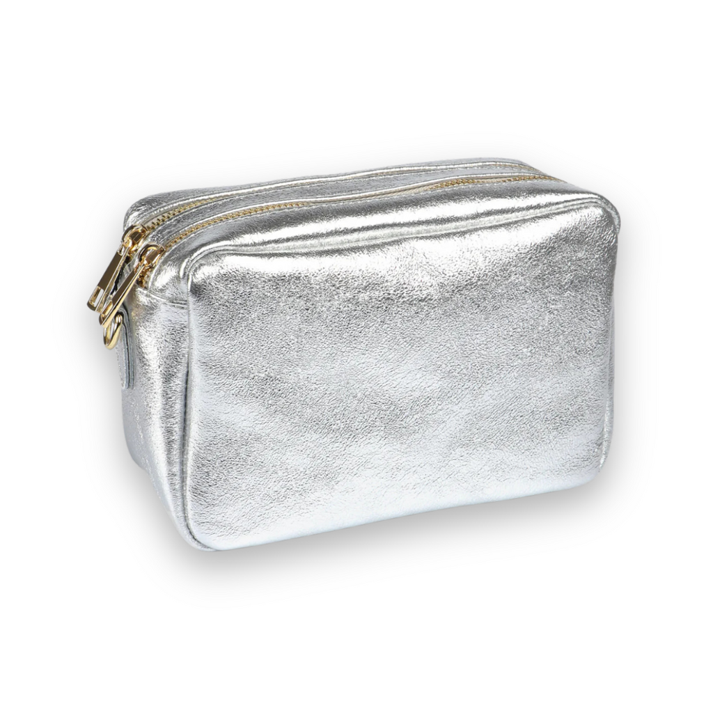 Metallic Silver Leather Disco Bag