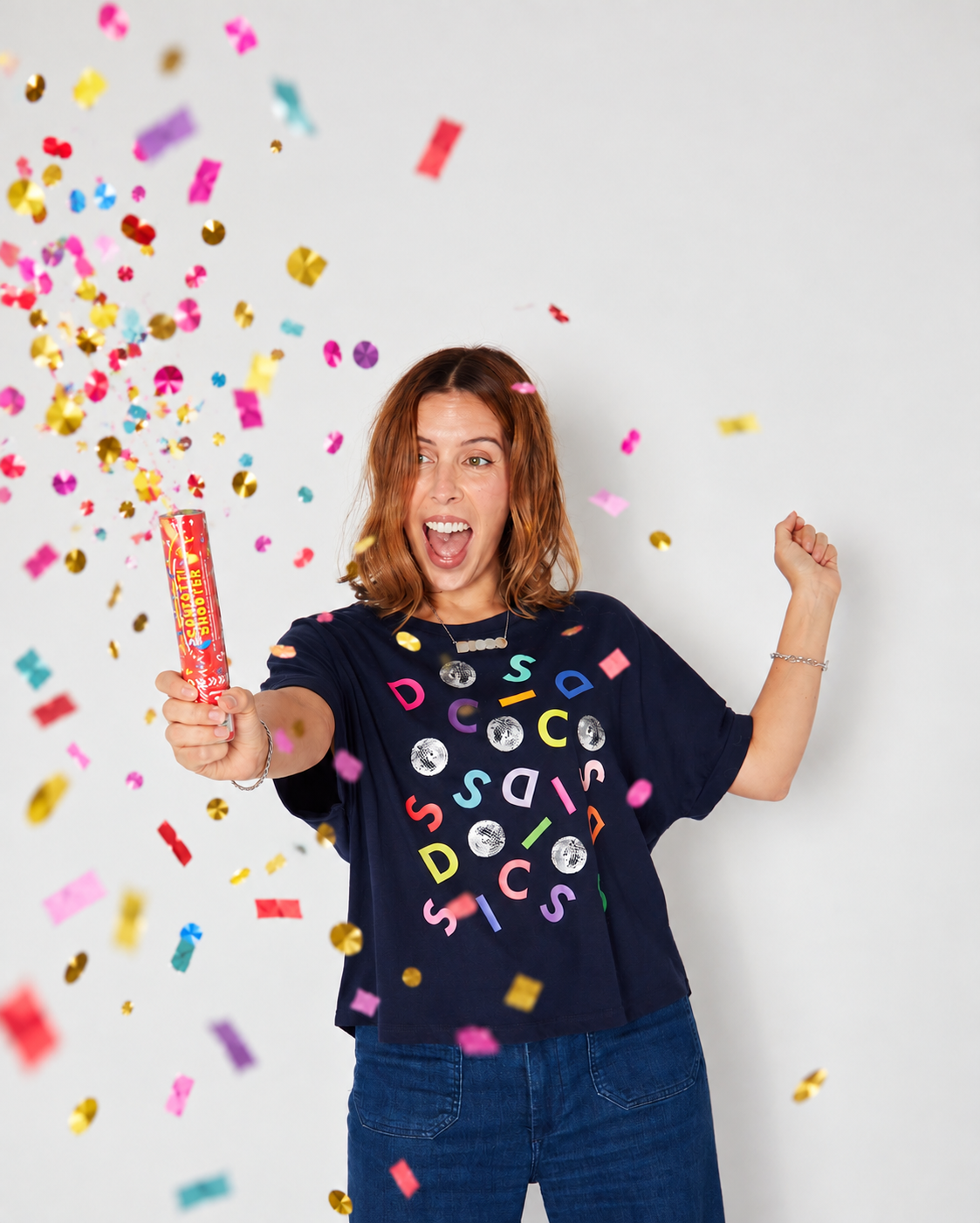 Disco Confetti Aretha Tshirt Navy