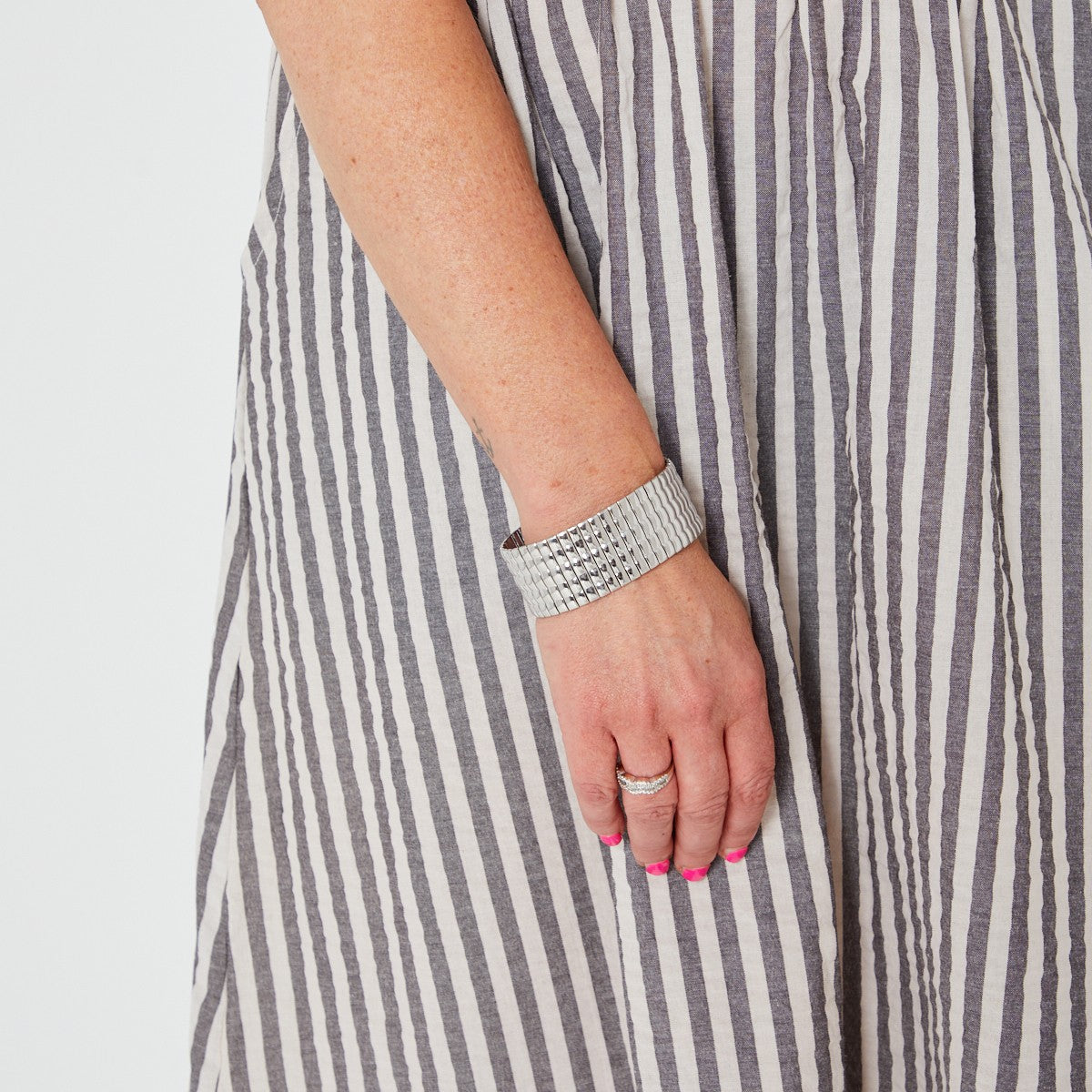 elasticated stretch silver cuff bracelet waterproof