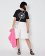 Brothers, Sisters Promised Land graphic design tshirt with white & pink ink- Disko Kids