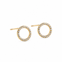 Diamante Circle Stud Earrings Gold