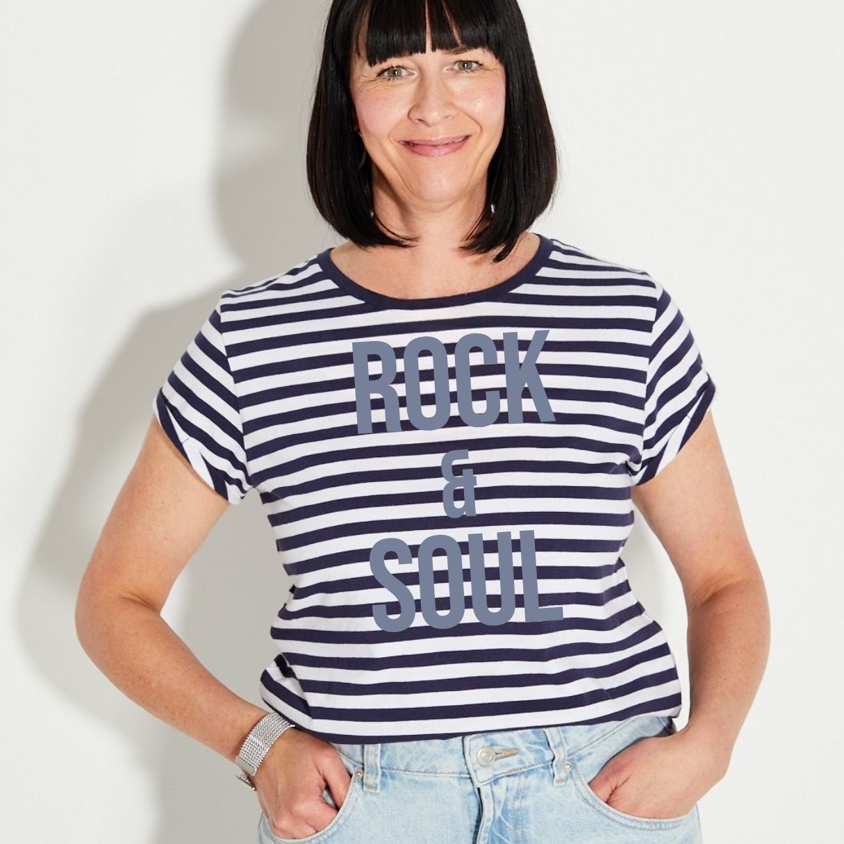 rock & soul navy and blue striped candi tshirt disko kids