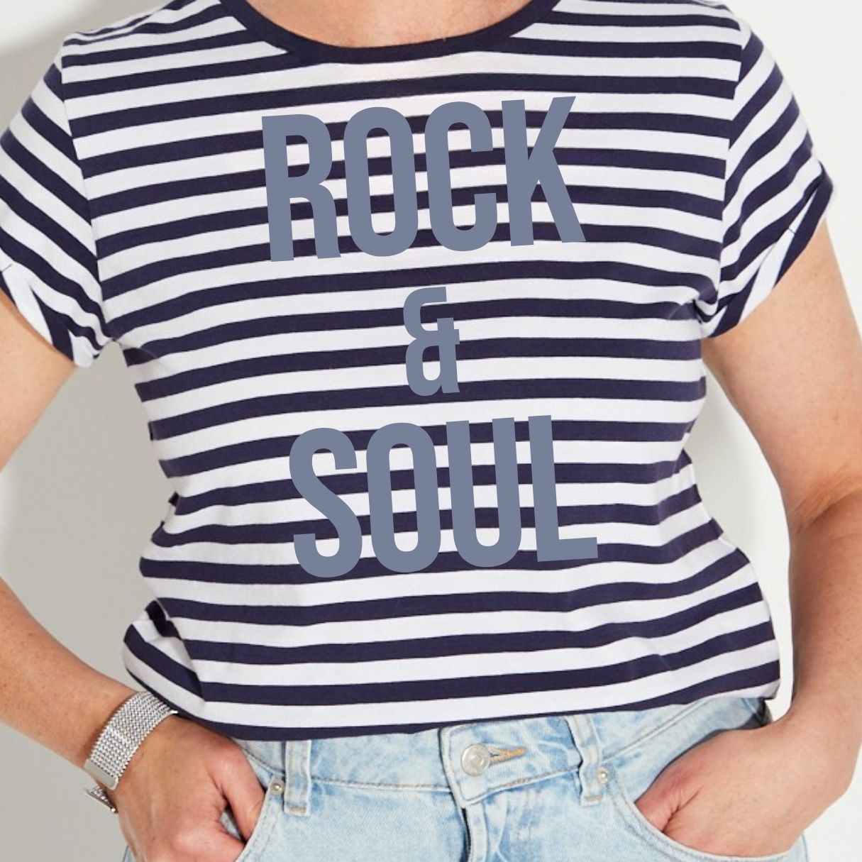 rock & soul navy and blue striped candi tshirt disko kids
