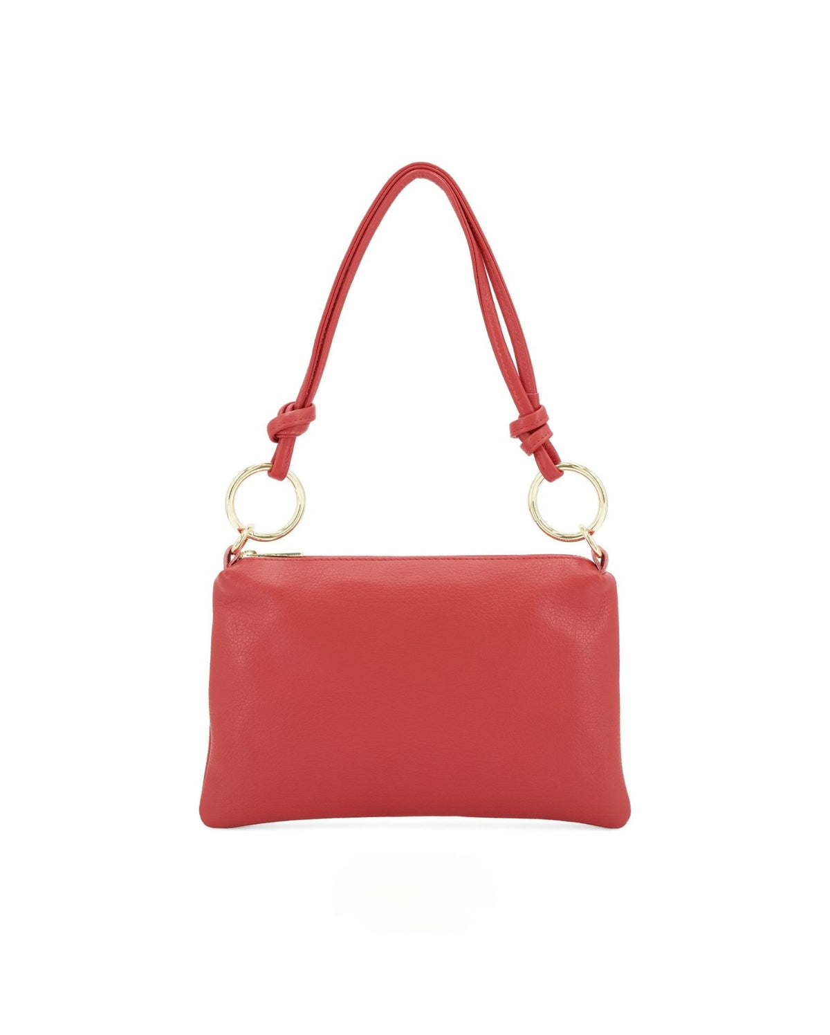 Red leather shoulder bag gold hardware knot handle 
