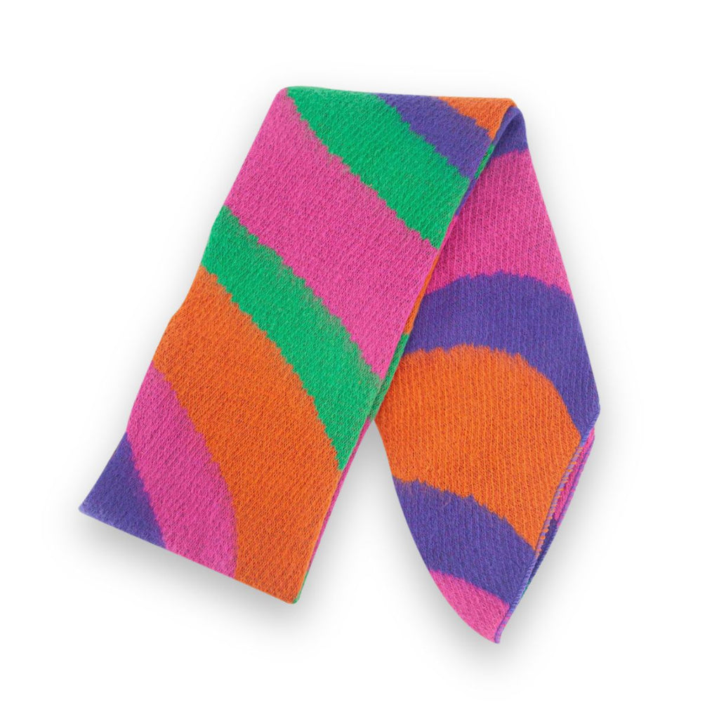 Colorful wavy rainbow scarf on a white background