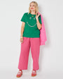 styling idea for disko kids disco smile tshirt shown with disko kids pink stripe trousers and pink cardi