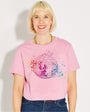 disko kids rainbow disco ball graphic print on a pink Norma tshirt