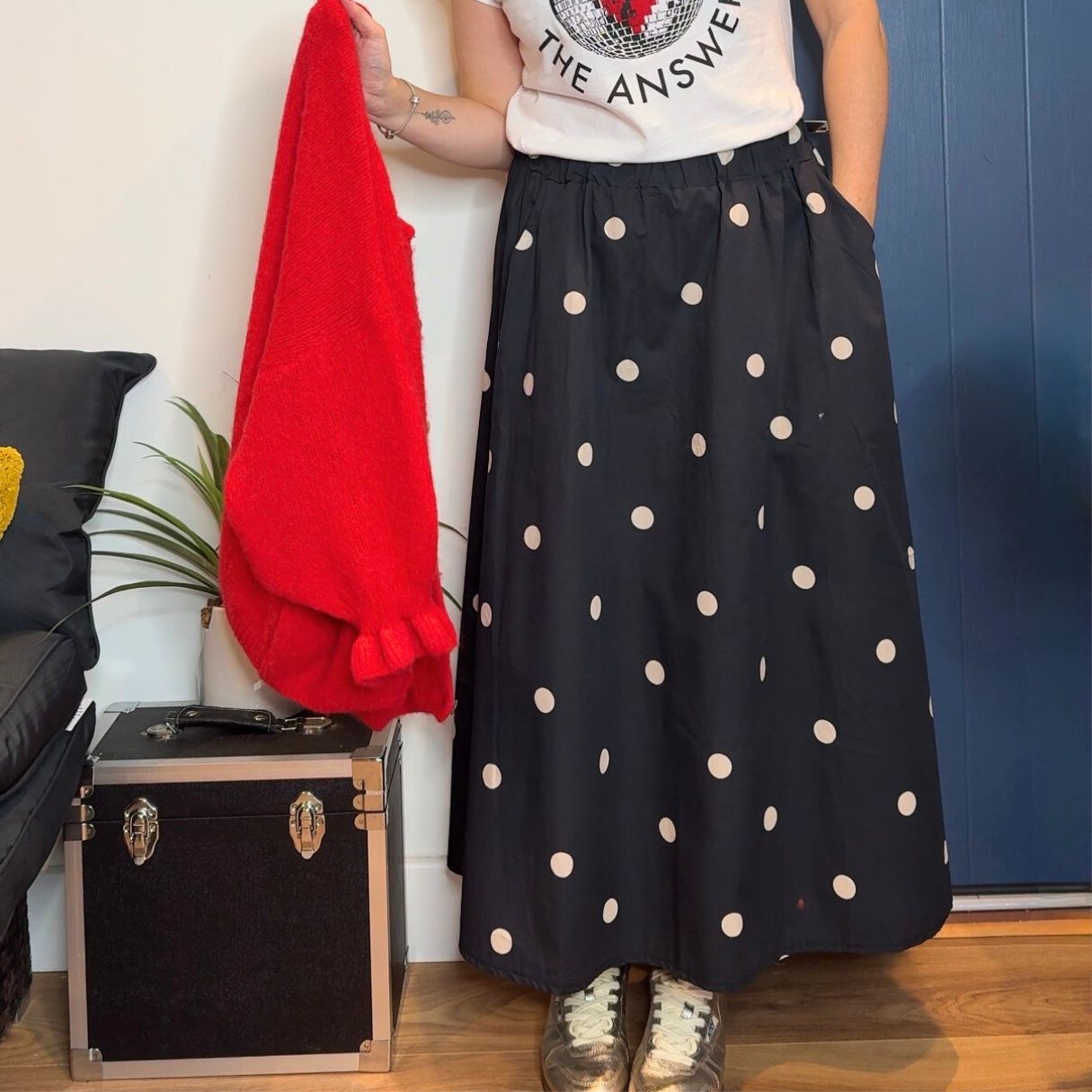Polka dot Spot A line Skirt Black & White Disko Kids Spot Spotty Polka Dot Skirt