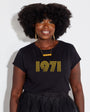 Womens 1971 black Tshirt with gold print - Disko Kids 