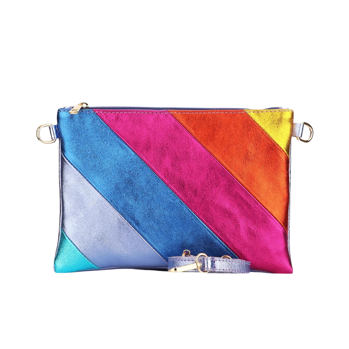 Bright Rainbow Leather Disco Clutch Bag Disko Kids