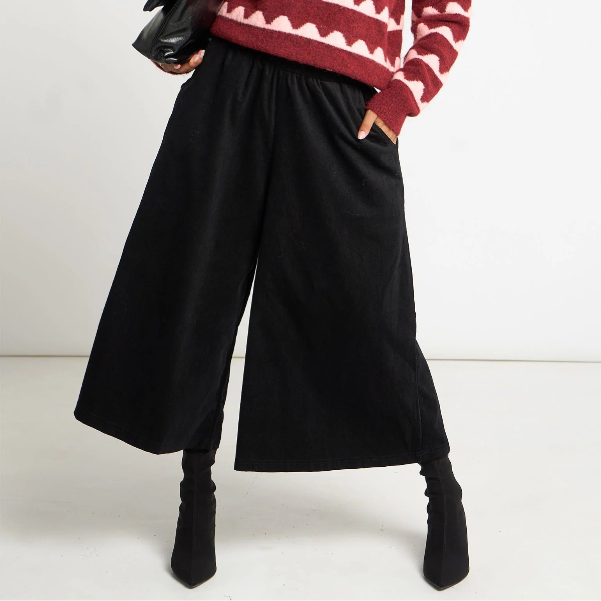 black cord trousers cropped trousers disko kids