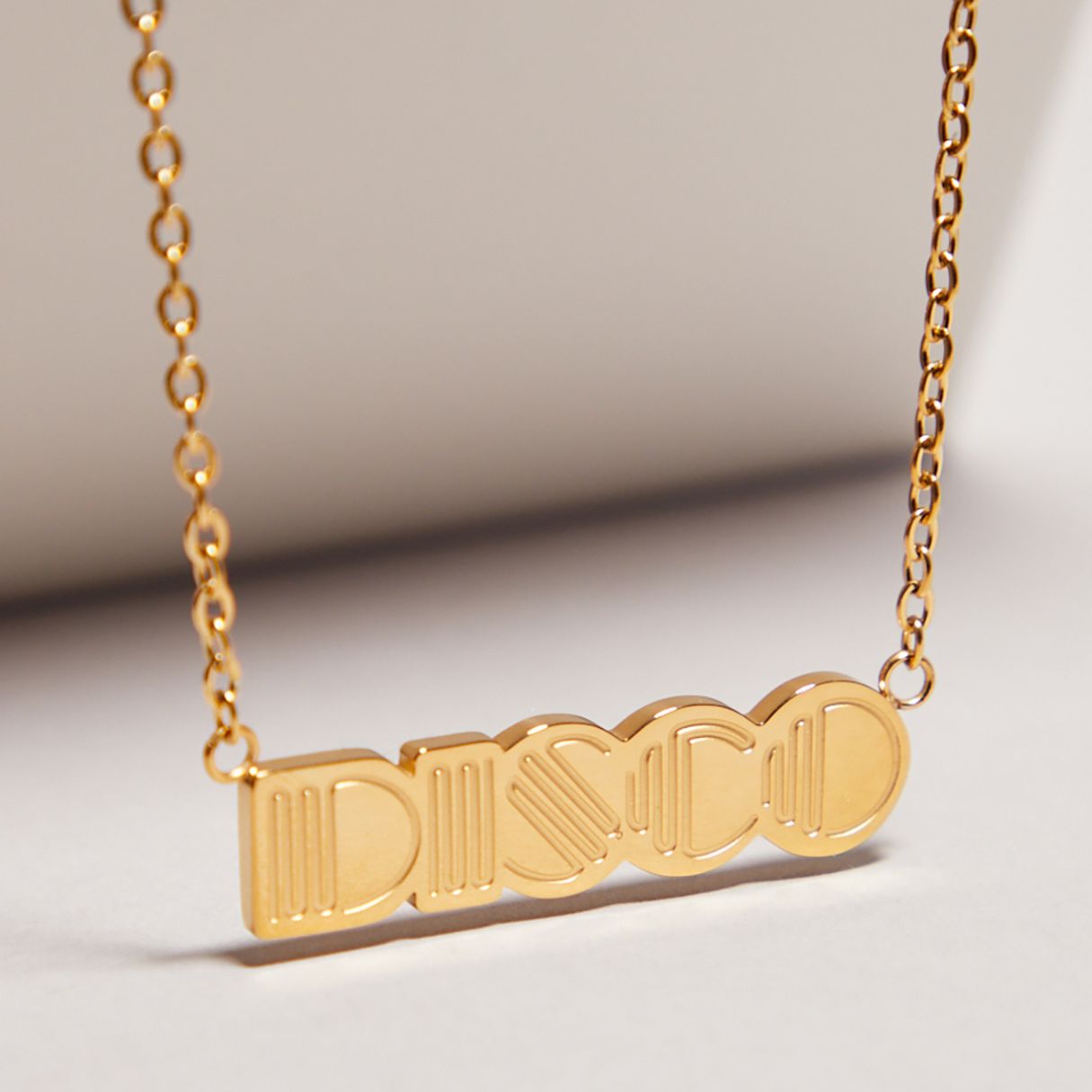 Disco Gold  Necklace Pendant Large Disko Kids 