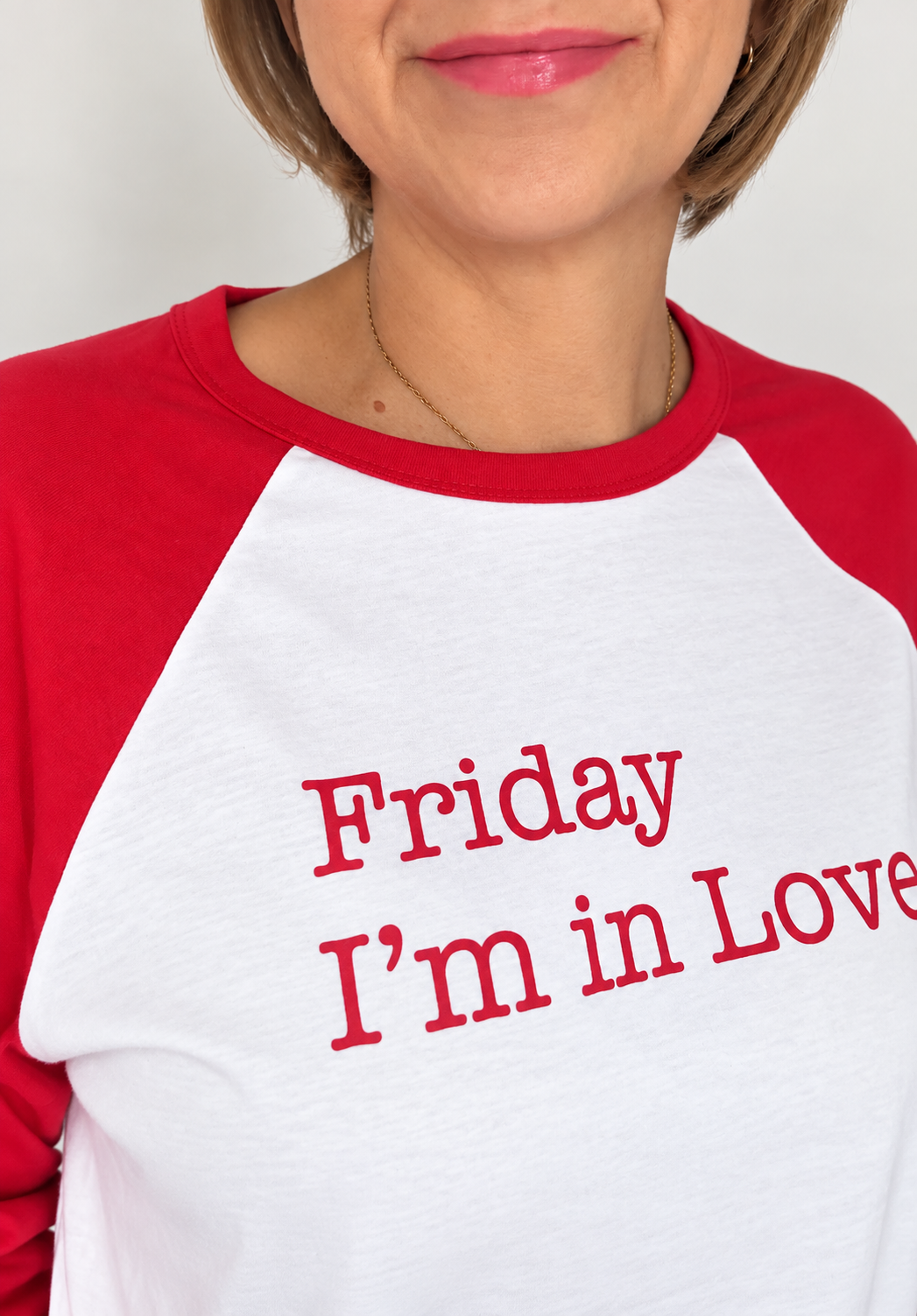Friday I'm In Love Raglan Tshirt Red & White