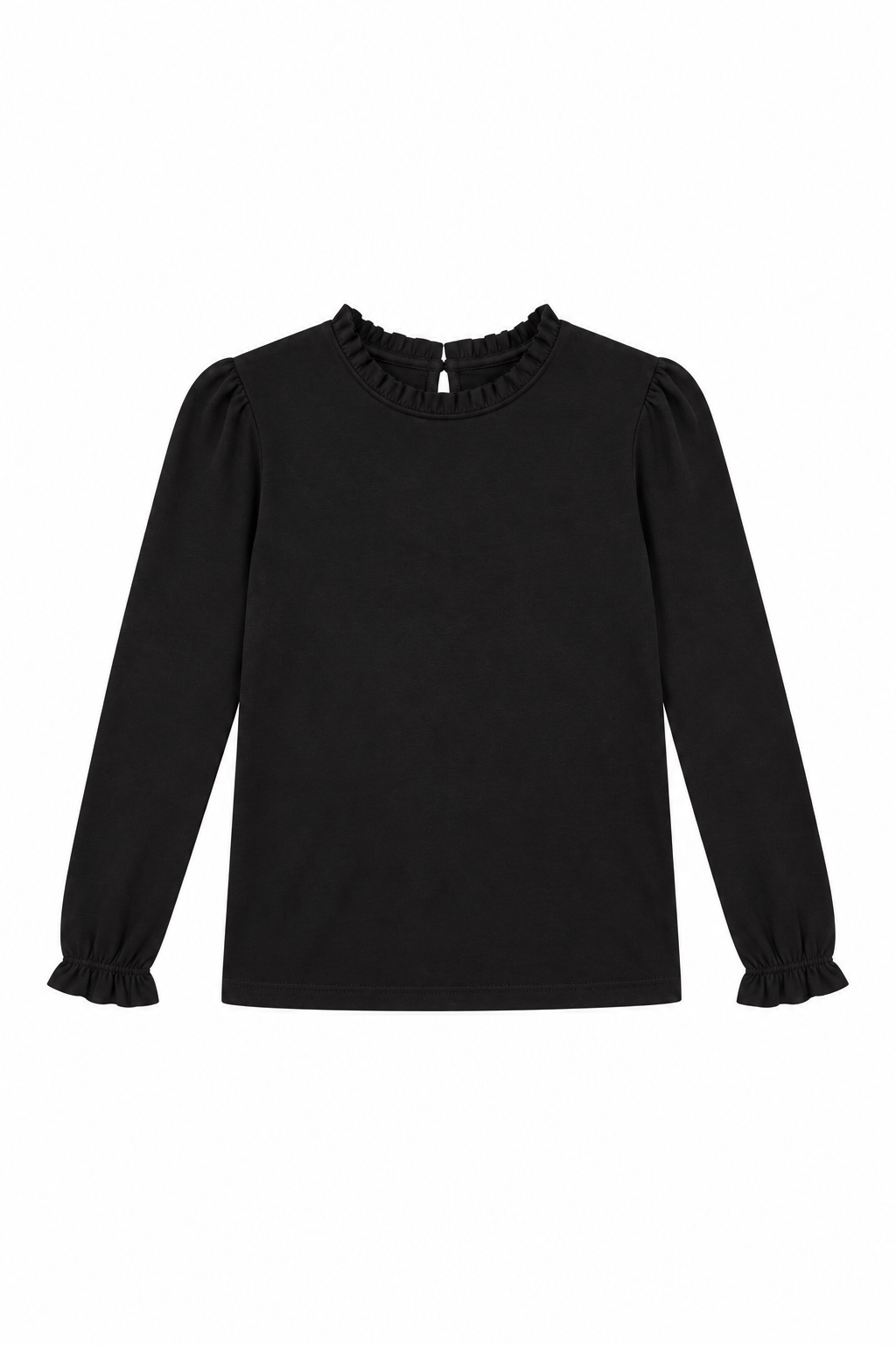 Bonnie Long Sleeve Ruffle Edge Top Black